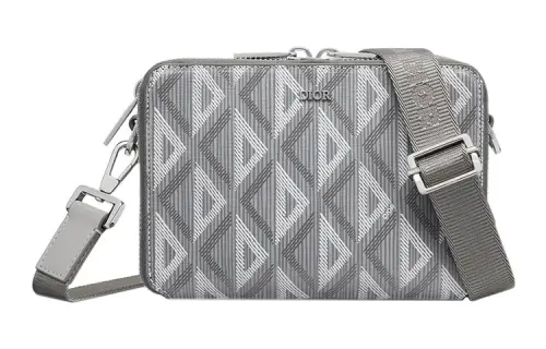 DIOR Canvas, Leather Messenger Bag One Shoulder Crossbody Clutch Regular Men's Gray