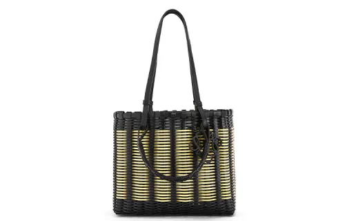 LOEWE Anagram Hand Woven Calfskin Crossbody Bag, Shoulder Bag Women's Natural & Black