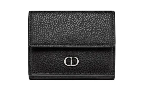 DIOR Trifold Cow Leather Wallet Men's Black