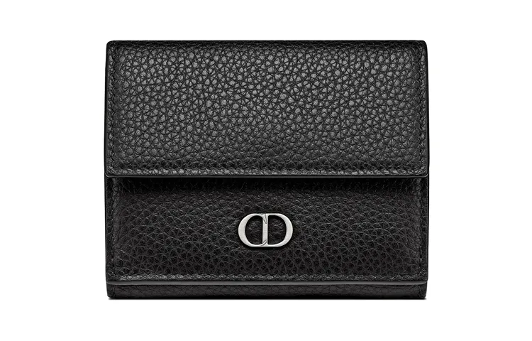 DIOR Trifold Cow Leather Wallet Men's Black