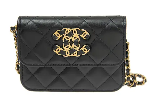 CHANEL Sheepskin Portable Crossbody Bag, Shoulder Bag Women's Black