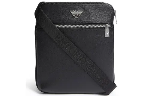 EMPORIO ARMANI Leather Crossbody Bag, Shoulder Bag Men's Black