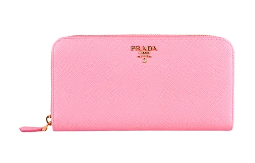 PRADA Saffiano Cow Leather Wallet Women's Light Rose