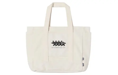 Stussy CDG Collaboration Canvas Tote Bag, Shopping Bag, Canvas Bag, One Shoulder Handbag Regular Unisex White
