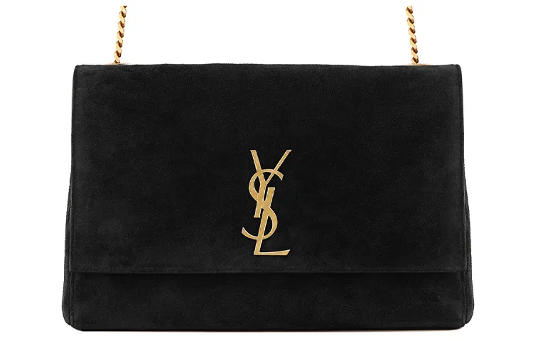 SAINT LAURENT Kate Calfskin Lambskin With Suede Leather Crossbody Bag, Shoulder Bag Medium Women's Black