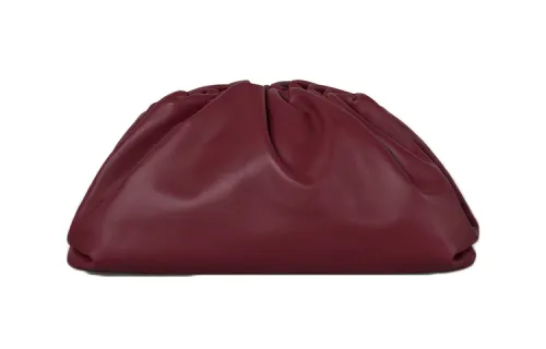 Bottega Veneta Cow Leather Clutch Women's Bordeaux Red
