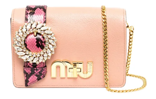 MIU MIU Cow Leather Shoulder Bag Regular Women's Pink