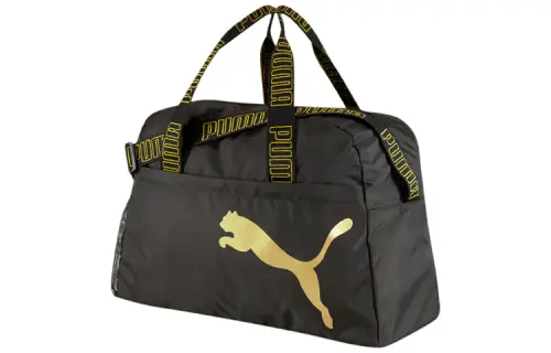 PUMA Fabric Luggage Bag One Shoulder Crossbody Gym Bag Women's Black Gold