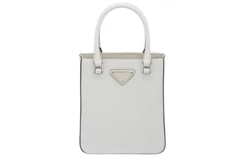 PRADA Fashion Shiny Leather Tote Bag, Shopping Bag, Crossbody Bag, One Shoulder Handbag Small Women's White