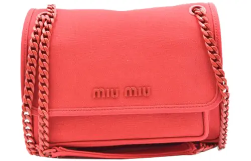MIU MIU Leather Shoulder Bag Women's Red