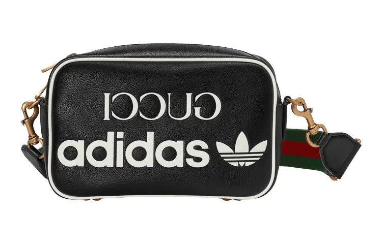 GUCCI Adidas Originals Collaboration GUCCI X ADIDAS Leather Camera Bag, Shoulder Bag, Crossbody Bag Small Men's Black