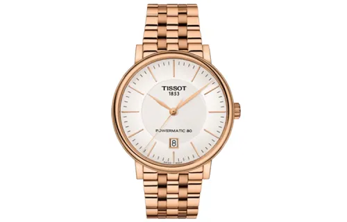 TISSOT Automatic Mechanical Movement Men's Watch 40mm White Dial Stainless Steel Case Steel Strap