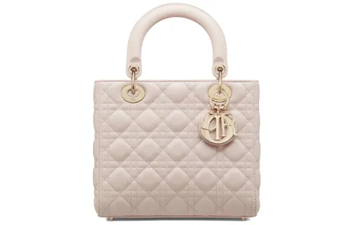 DIOR Lady Dior Sheepskin Five Compartment Handbag, Crossbody Bag, One Shoulder Handbag Medium Women's Dirty Pink