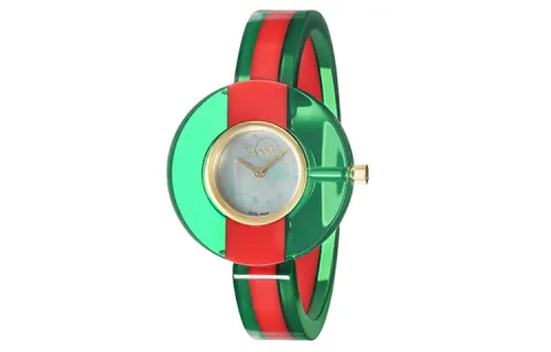 GUCCI Plexiglas Wrist Watches Quartz Movement Stainless Steel Strap White Dial Women's Watch