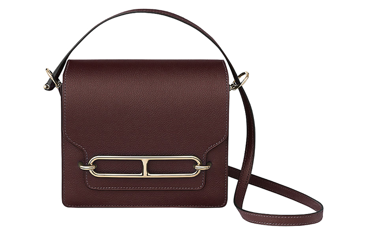 HERMES Roulis Evercolor Calfskin Pig Nose Shoulder Bag, Crossbody Bag Mini Women's Saddle Red