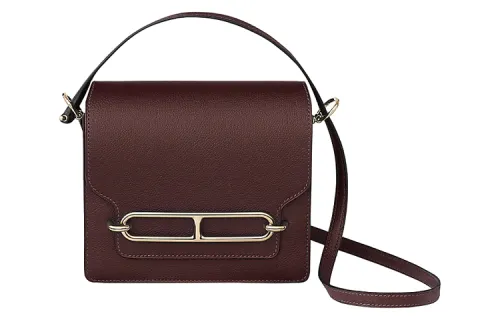 HERMES Roulis Evercolor Calfskin Pig Nose Shoulder Bag, Crossbody Bag Mini Women's Saddle Red