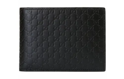 GUCCI Cow Leather Wallet Men's Black