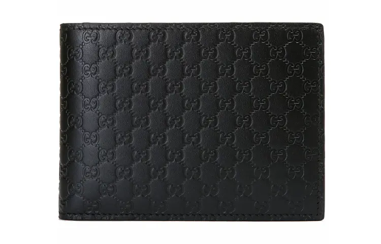 GUCCI Cow Leather Wallet Men's Black