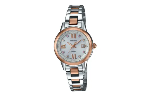 CASIO SHEEN Solar Collection Quartz Movement Stainless Steel Strap Watch Women's Watch White Dial