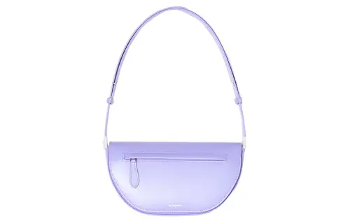 Burberry Olympia Smooth Leather Shoulder Bag, Crescent Bag, Portable Crossbody Bag, Shoulder Bag Women's Soft Violet