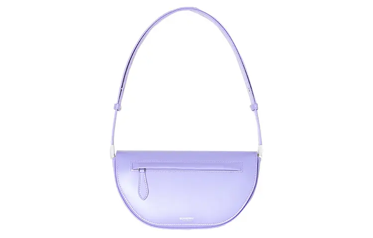 Burberry Olympia Smooth Leather Shoulder Bag, Crescent Bag, Portable Crossbody Bag, Shoulder Bag Women's Soft Violet