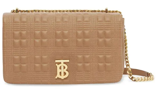 Burberry Lola Bag Quilting Lambskin Shoulder Bag Medium Women's Khaki