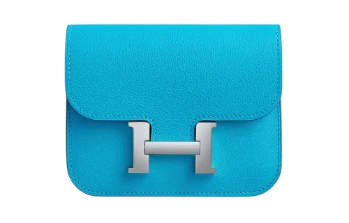 HERMES Constance Slim Evercolor Calfskin Fanny Pack Women's Blue/Rose Red