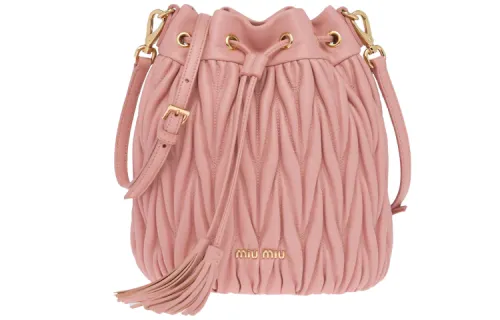 MIU MIU Matelassé Nappa Leather Bucket Bag, Shoulder Bag Women's Orchid Pink
