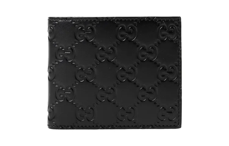 GUCCI Cow Leather Wallet Men's Black