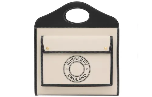Burberry Pocket Bag Logo Canvas With Leather Canvas Bag, Tote Bag, Shopping Bag, Shoulder Bag, Crossbody Bag, Handbag