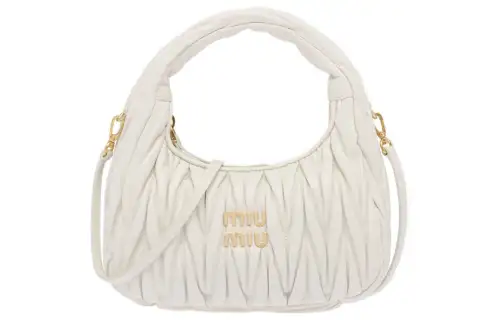MIU MIU Wander Soft Sheepskin Leather Hobo Bag, Shoulder Bag, Crossbody Bag, Handbag Women's White