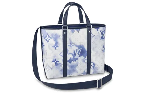 LOUIS VUITTON Canvas Tote Bag, Shopping Bag, Portable Crossbody Bag, Shoulder Bag Men's Gradient Blue