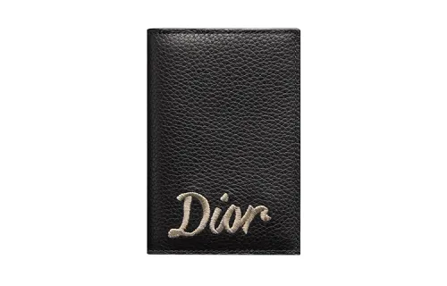 DIOR Grained Calfskin Card Holder, Wallet Men's Black