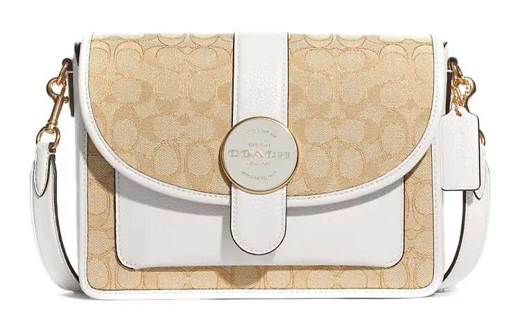 COACH Lonnie Fabric With Leather Light Chambray Shoulder Bag, Crossbody Bag Medium Women's