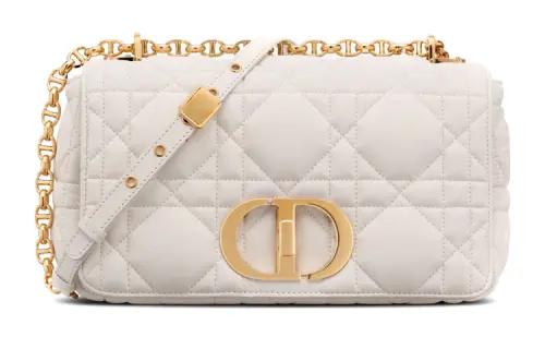 DIOR Caro Cow Leather One Shoulder Handbag, Crossbody Bag Small Women's Milk White