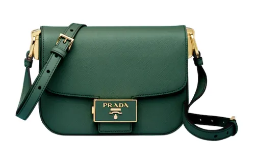 PRADA Leather Shoulder Bag Women's Green