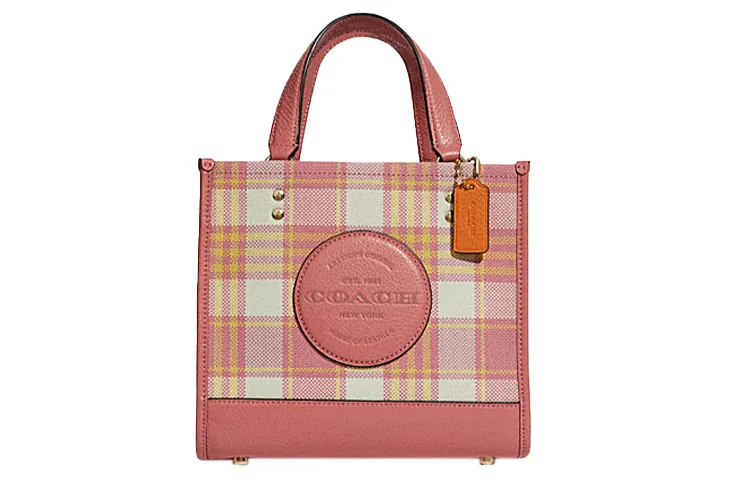 COACH Dempsey Fabric With Cow Leather Tote Bag, Shopping Bag, Shoulder Bag, Crossbody Bag, Handbag Small Women's