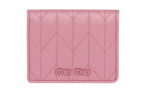 MIU MIU Soft Sheep Leather Wallet Women's Pure Pink