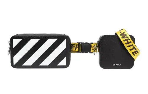 OFF WHITE Diag Striped Industrial Belt Strap Belt Bag Black/White/Yellow