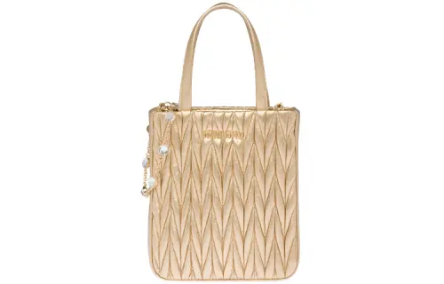 MIU MIU Lambskin One Shoulder Clutch Women's Metallic