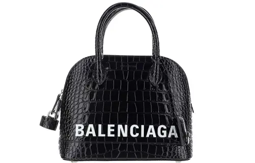 Balenciaga Ville Calfskin Dome Bag, Handbag, Shoulder Bag, Crossbody Bag Small Women's Black