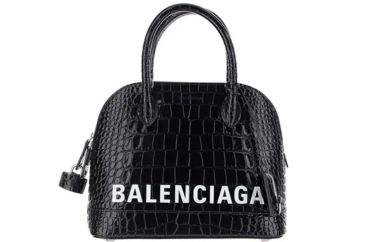 Balenciaga Ville Calfskin Dome Bag, Handbag, Shoulder Bag, Crossbody Bag Small Women's Black