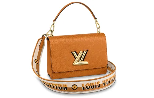 LOUIS VUITTON Twist EPI Leather One Shoulder Handbag Medium Women's Caramel Brown Yellow