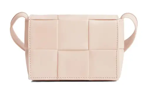 Bottega Veneta Cow Leather With Fabric Small Square Bag, Shoulder Bag, Crossbody Bag Mini Women's Light Pink