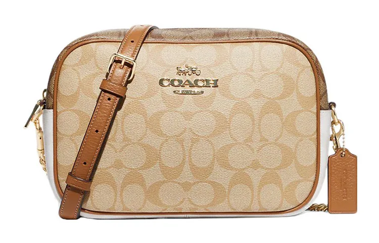 COACH Jamie Canvas With Leather With Refined Pebbled Leather Camera Bag, Crossbody Bag, Shoulder Bag Medium Women's