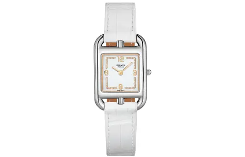 HERMES Cape Cod Wrist Watches Quartz Movement Genuine Leather Strap White Dial Women's Watch
