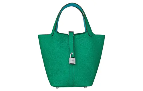 HERMES Picotin Lock Clemence With Swift Calfskin Basket Bag, Bucket Bag, Handbag 18 Women's 6W Menthe Mint Green