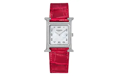 HERMES Heure H Wrist Watches Quartz Movement Genuine Leather Strap White Dial Women's Watch 30m Water Resistant