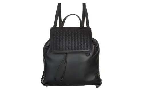 Bottega Veneta Flap Woven Sheepskin Backpack Regular Men's Black