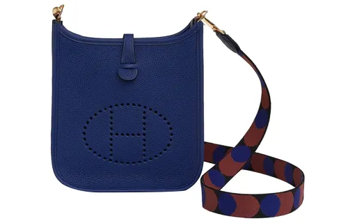 HERMES Evelyne Maurice Bullock Leather Crossbody Bag, Shoulder Bag 16 Women's Sapphire Blue/Black